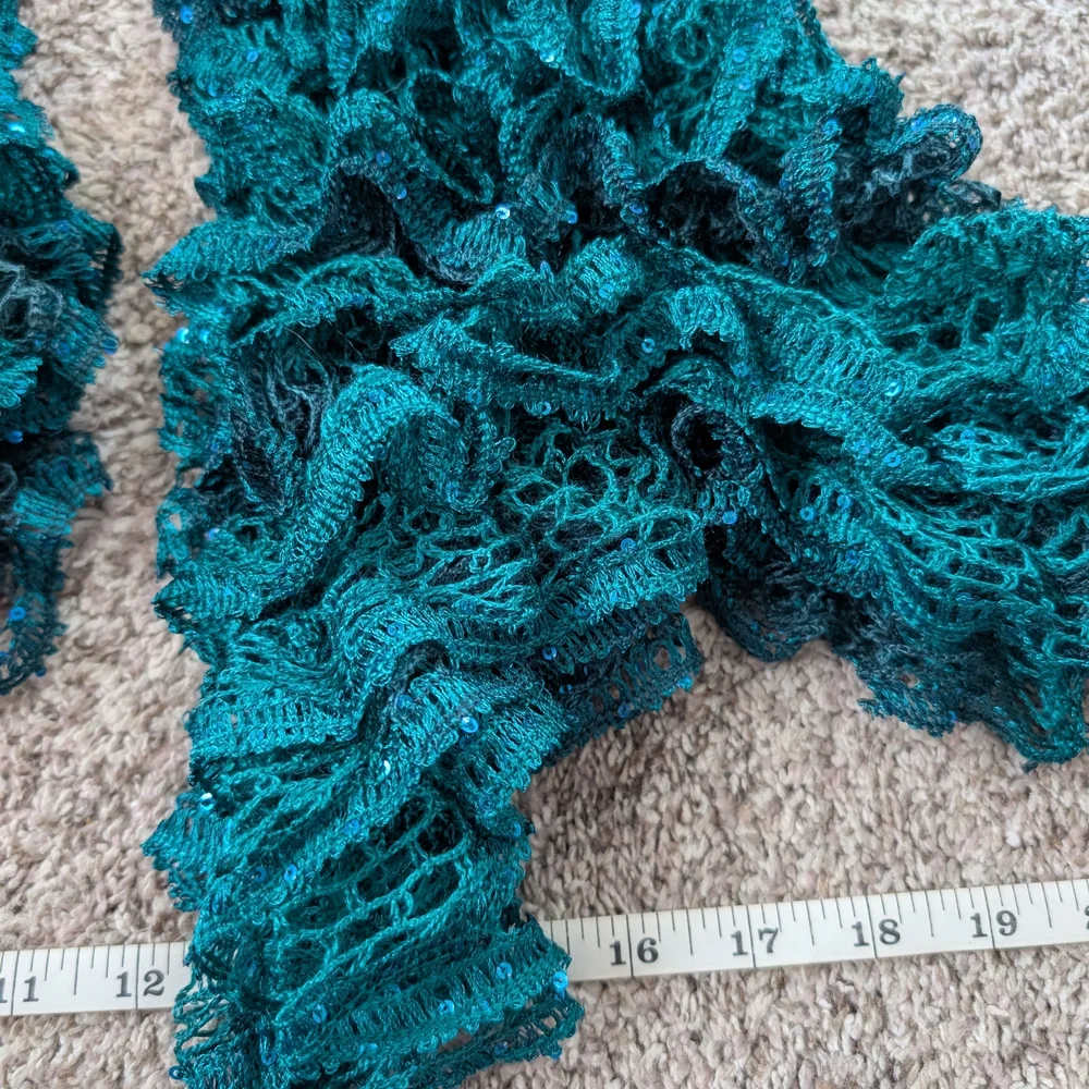 Elegant Teal Ruffled Scarf - Picture 2 of 3